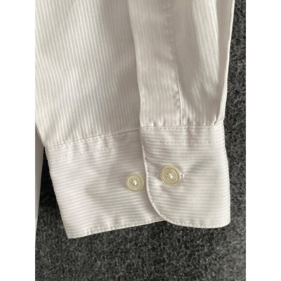 Las Olas Oved Intl Blouse Button Front Flamingo Embroidered Silver Stripe Small - Picture 10 of 11